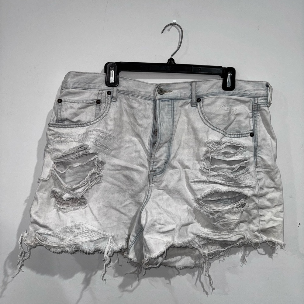 American Eagle Outfitters Distressed White Denim Shorts